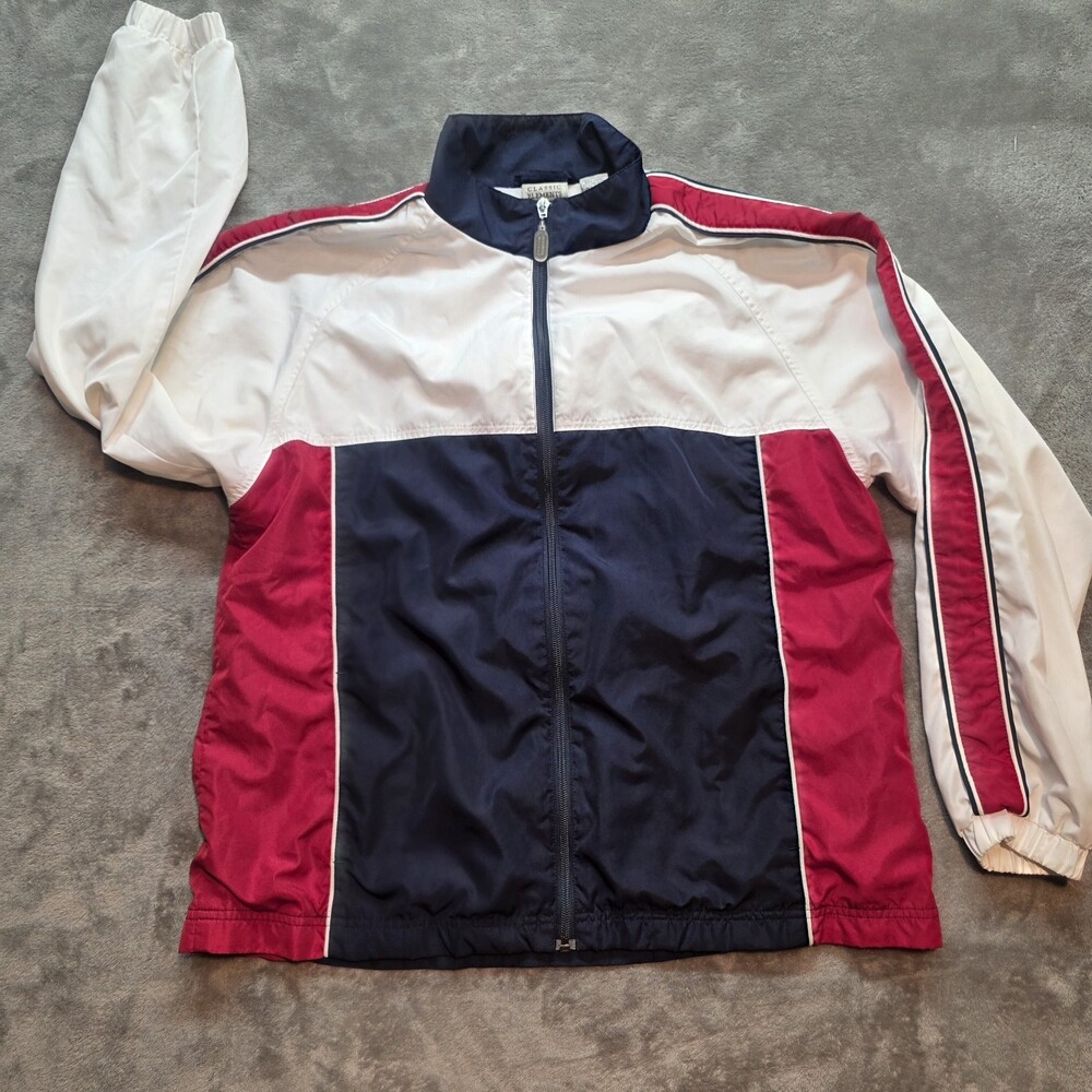 Vintage Classic Elements Windbreaker Red White Blue Patriotic Jacket Women's L